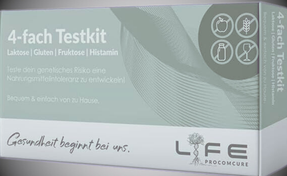 1x 4-fach Testkit für Laktose/Fruktose/Gluten & Histamin Unverträglichkeit | DNA Analyse deiner genetischen Veranlagung