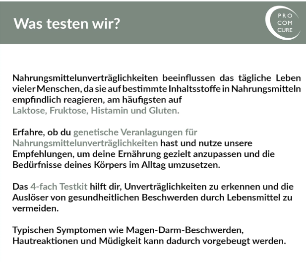 1x 4-fach Testkit für Laktose/Fruktose/Gluten & Histamin Unverträglichkeit | DNA Analyse deiner genetischen Veranlagung