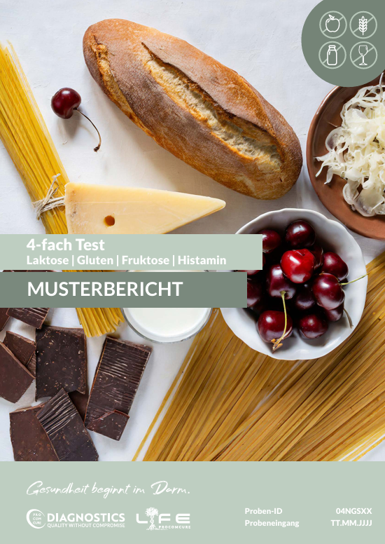 1x 4-fach Testkit für Laktose/Fruktose/Gluten & Histamin Unverträglichkeit | DNA Analyse deiner genetischen Veranlagung